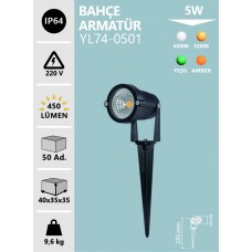 5W LED BAHÇE ARMATÜRÜ BEYAZ GÜNIŞIĞI YEŞİL AMBER